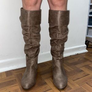 FERGALICIOUS taupe knee high fashion boots
